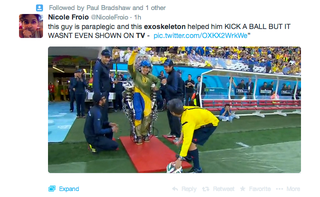 Illustration for article titled Mind-controlled Exoskeleton Opens World Cup, But You'd Never Know